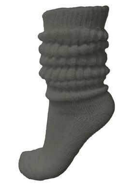 1/$10 or 2/$17 or 3/$25 NEW Dark Gray Thick Slouch Cotton KneeHigh Scrunch Socks